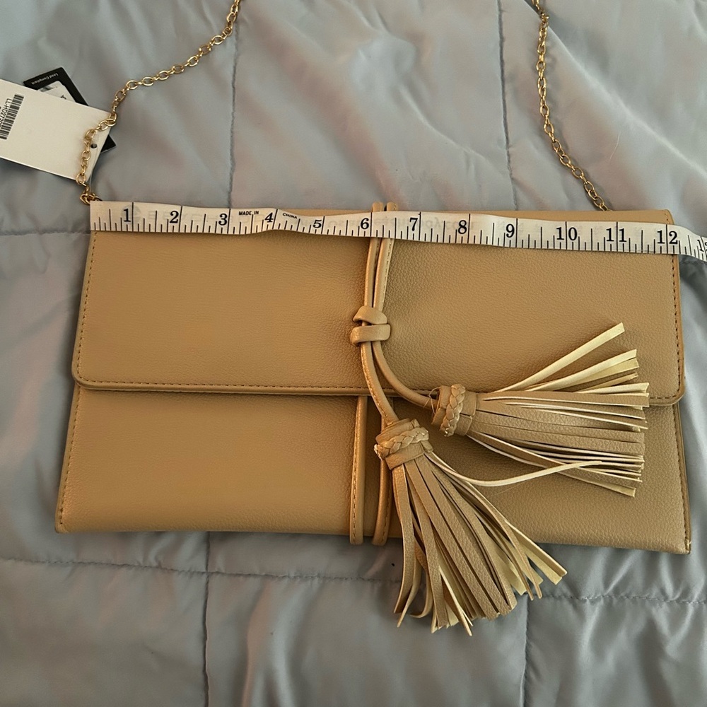 Tan Clutch with Tassel Accents - Picture 7 of 8